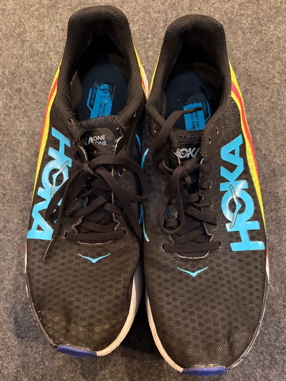 Hoka One One Rocket X Mens Size 9 Black Yellow Running Walking Shoes Sneakers